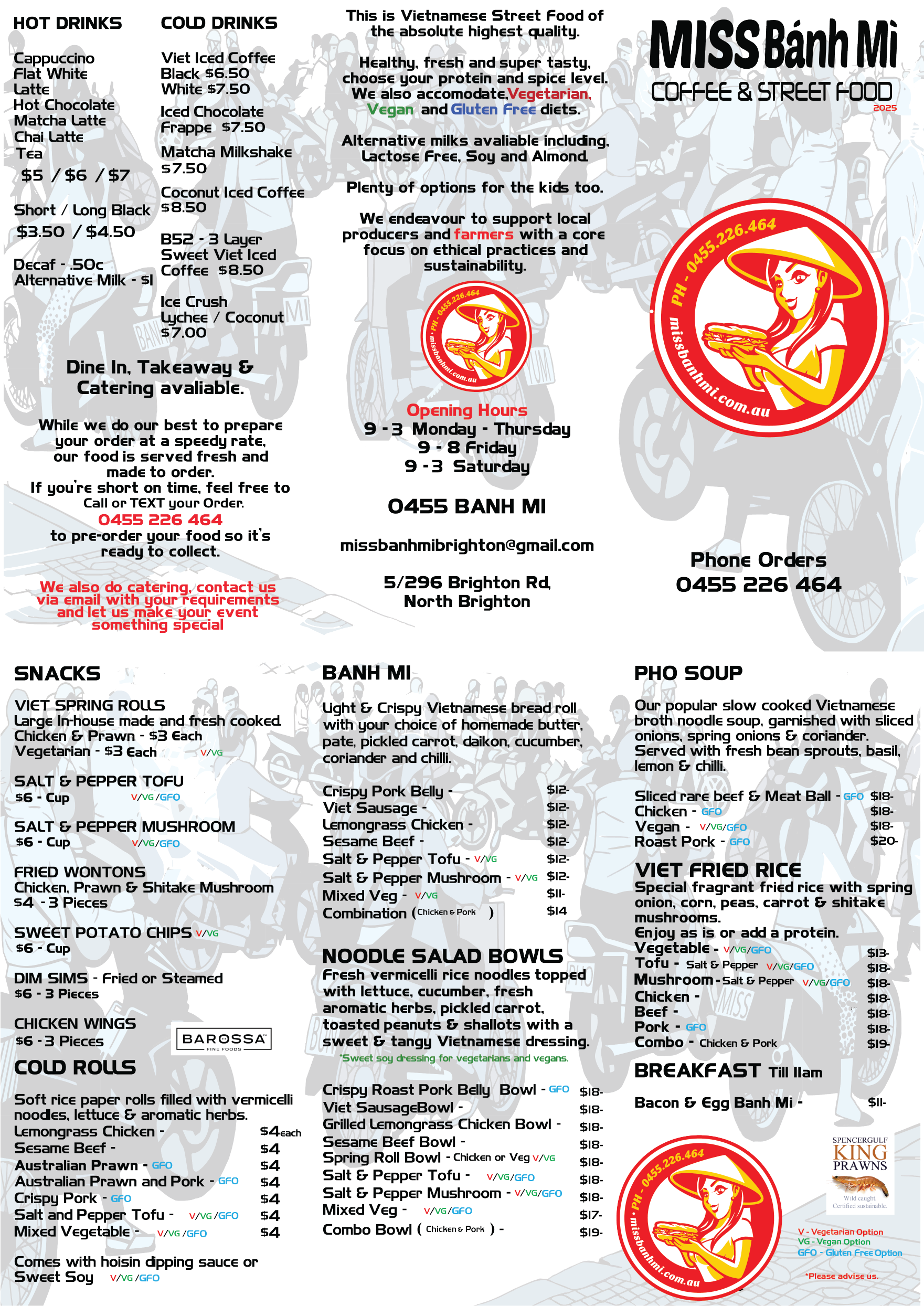 Adelaides Best Vietnamese Street food and Banh Mi - 2025 Menu
